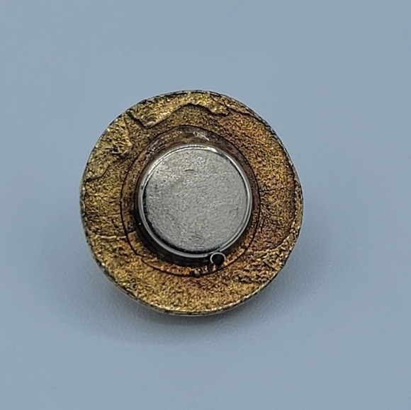 Vintage Button Brooch Goldtone Green Crystal Magnet #665 - Picture 7 of 12